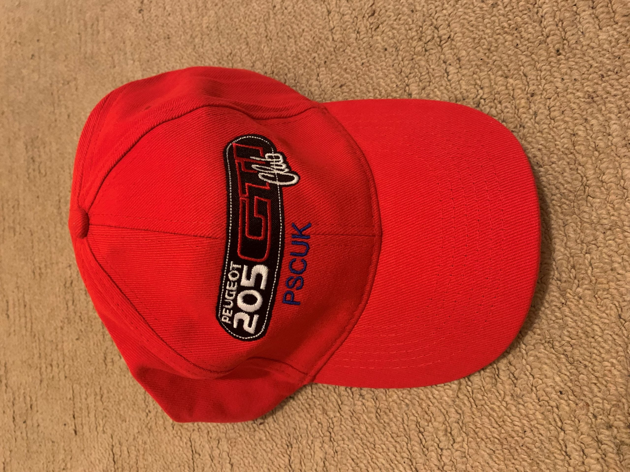NEW" Peugeot 205 Gti club baseball cap in red"